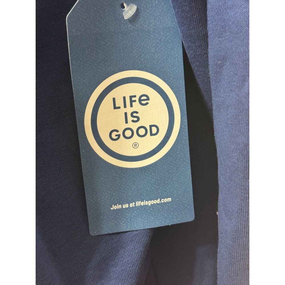 Life is Good NWT Sz L Putty White French Terry American Flag Woods Hoodie - Picture 11 of 12